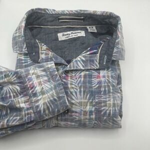 Tommy‎ Bahama Coastline Cord Button Shirt 100% Cotton Tropical Palms Men's M